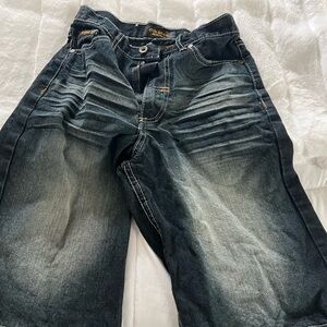 Boys size 10 Old Skool dark jean shorts distressed front